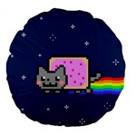 Nyan Cat Large 18  Premium Round Cushion 