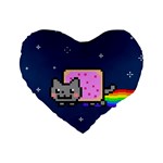 Nyan Cat Standard 16  Premium Heart Shape Cushion 