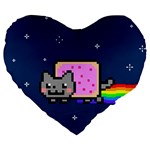 Nyan Cat Large 19  Premium Heart Shape Cushion