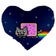 Nyan Cat Large 19  Premium Heart Shape Cushion from ArtsNow.com Back