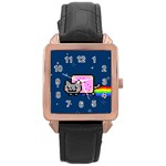 Nyan Cat Rose Gold Leather Watch 