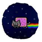 Nyan Cat Large 18  Premium Flano Round Cushion 