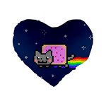 Nyan Cat Standard 16  Premium Flano Heart Shape Cushion 