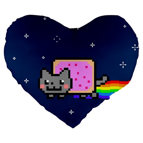 Nyan Cat Large 19  Premium Flano Heart Shape Cushion from ArtsNow.com Front