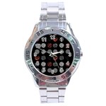 Digital Art Dark Pattern Abstract Orange Black White Twenty One Pilots Stainless Steel Analogue Watch