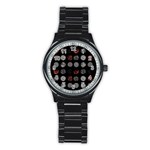 Digital Art Dark Pattern Abstract Orange Black White Twenty One Pilots Stainless Steel Round Watch