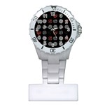 Digital Art Dark Pattern Abstract Orange Black White Twenty One Pilots Plastic Nurses Watch