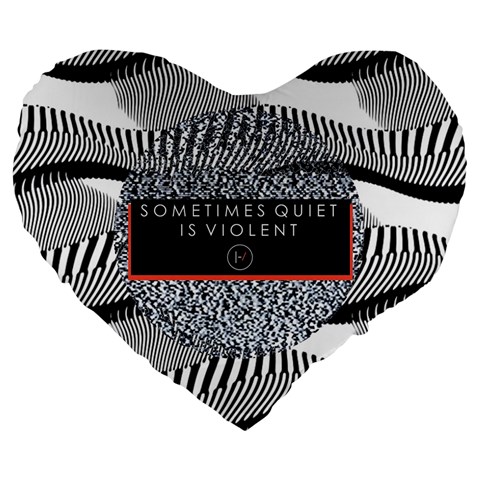 Sometimes Quiet Is Violent Twenty One Pilots The Meaning Of Blurryface Album Large 19  Premium Heart Shape Cushion from ArtsNow.com Front
