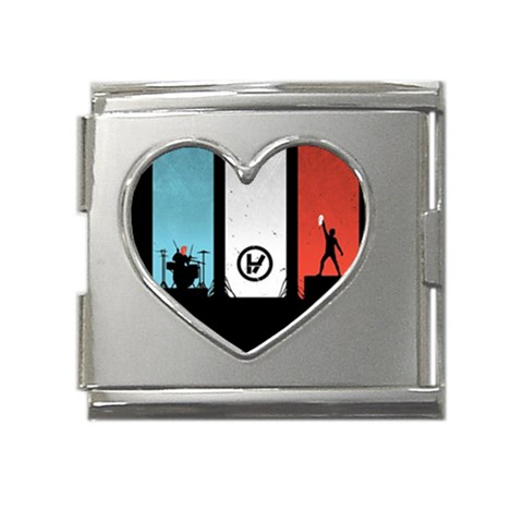 Twenty One 21 Pilots Mega Link Heart Italian Charm (18mm) from ArtsNow.com Front