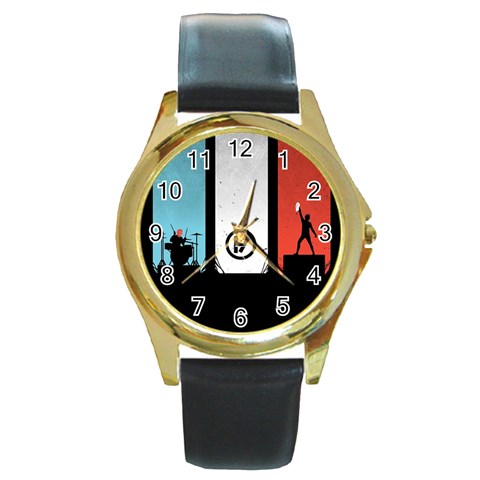 Twenty One 21 Pilots Round Gold Metal Watch from ArtsNow.com Front