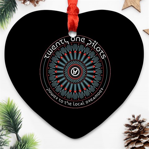 Twenty One Pilots Power To The Local Dreamder Heart Ornament (Two Sides) from ArtsNow.com Front