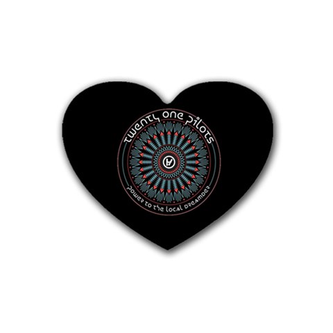 Twenty One Pilots Power To The Local Dreamder Rubber Heart Coaster (4 pack) from ArtsNow.com Front