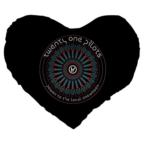 Twenty One Pilots Power To The Local Dreamder Large 19  Premium Heart Shape Cushion from ArtsNow.com Front