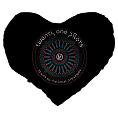 Twenty One Pilots Power To The Local Dreamder Large 19  Premium Heart Shape Cushion from ArtsNow.com Back