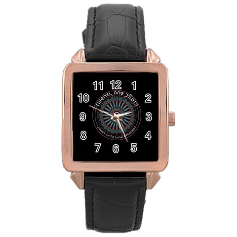 Twenty One Pilots Power To The Local Dreamder Rose Gold Leather Watch  from ArtsNow.com Front