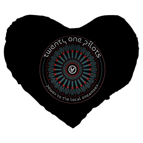 Twenty One Pilots Power To The Local Dreamder Large 19  Premium Flano Heart Shape Cushion from ArtsNow.com Front