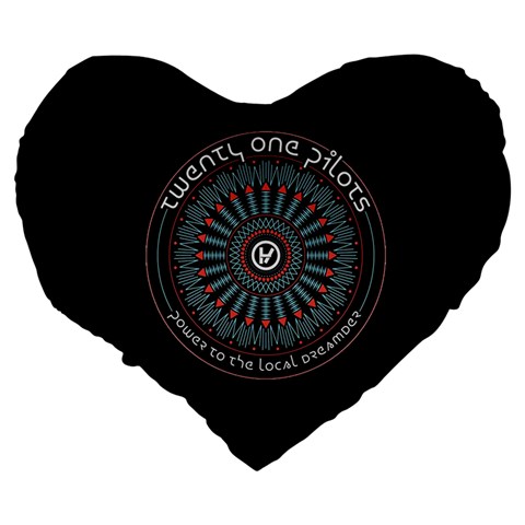 Twenty One Pilots Power To The Local Dreamder Large 19  Premium Flano Heart Shape Cushion from ArtsNow.com Back