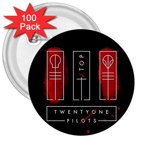 Twenty One Pilots 3  Button (100 pack) from ArtsNow.com Front