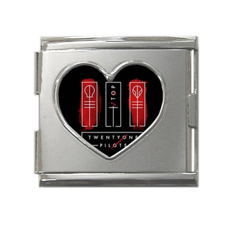 Twenty One Pilots Mega Link Heart Italian Charm (18mm) from ArtsNow.com Front