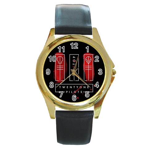 Twenty One Pilots Round Gold Metal Watch from ArtsNow.com Front