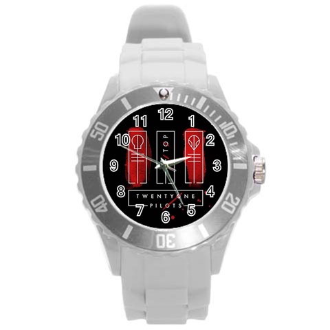 Twenty One Pilots Round Plastic Sport Watch (L) from ArtsNow.com Front