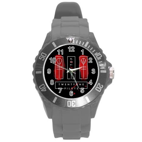 Twenty One Pilots Round Plastic Sport Watch (L) from ArtsNow.com Front