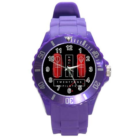Twenty One Pilots Round Plastic Sport Watch (L) from ArtsNow.com Front