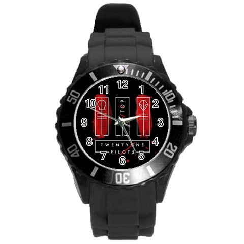 Twenty One Pilots Round Plastic Sport Watch (L) from ArtsNow.com Front