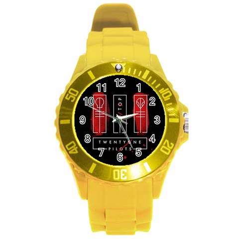 Twenty One Pilots Round Plastic Sport Watch (L) from ArtsNow.com Front