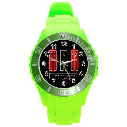 Twenty One Pilots Round Plastic Sport Watch (L) from ArtsNow.com Front