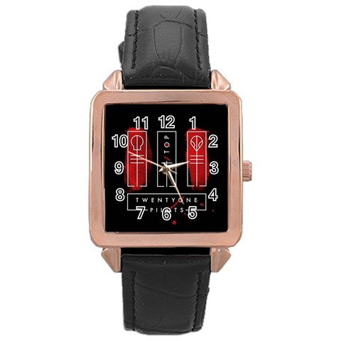 Twenty One Pilots Rose Gold Leather Watch  from ArtsNow.com Front