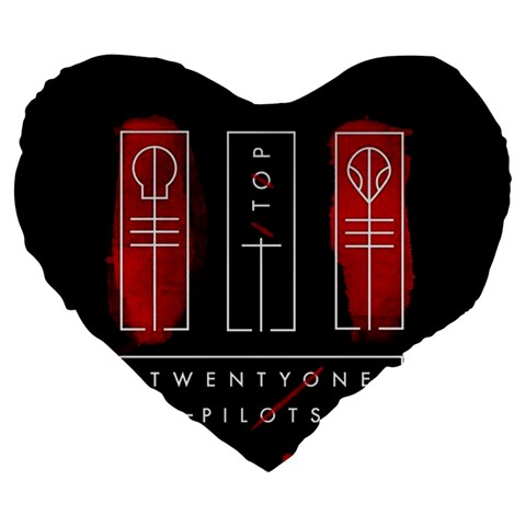 Twenty One Pilots Large 19  Premium Flano Heart Shape Cushion from ArtsNow.com Front