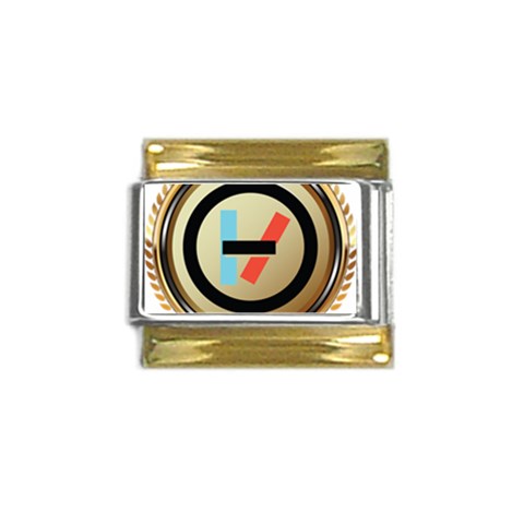 Twenty One Pilots Shield Gold Trim Italian Charm (9mm) from ArtsNow.com Front