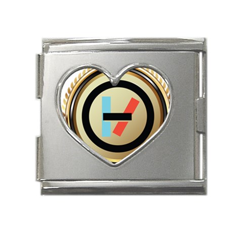 Twenty One Pilots Shield Mega Link Heart Italian Charm (18mm) from ArtsNow.com Front