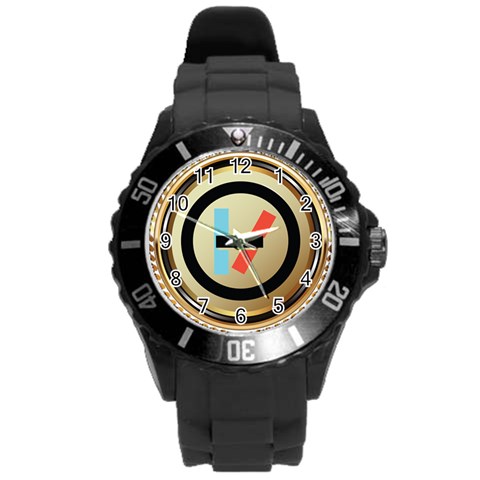 Twenty One Pilots Shield Round Plastic Sport Watch (L) from ArtsNow.com Front
