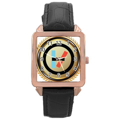 Twenty One Pilots Shield Rose Gold Leather Watch  from ArtsNow.com Front