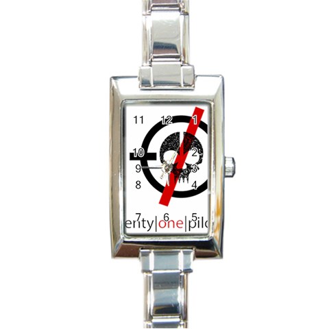 Twenty One Pilots Skull Rectangle Italian Charm Watch from ArtsNow.com Front