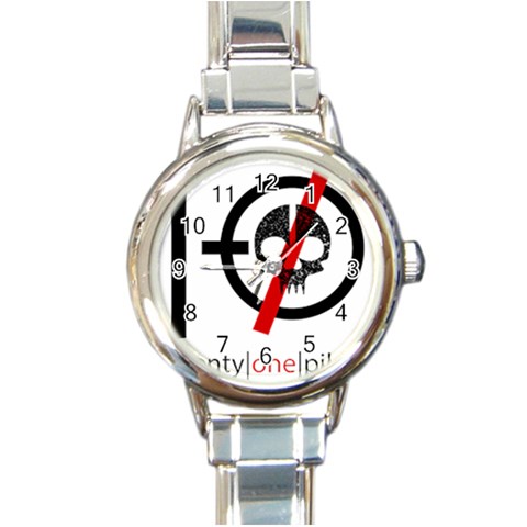 Twenty One Pilots Skull Round Italian Charm Watch from ArtsNow.com Front