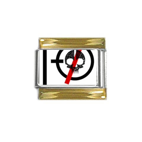 Twenty One Pilots Skull Gold Trim Italian Charm (9mm) from ArtsNow.com Front