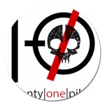 Twenty One Pilots Skull Magnet 5  (Round)