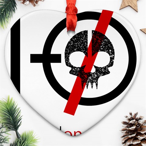 Twenty One Pilots Skull Heart Ornament (Two Sides) from ArtsNow.com Front