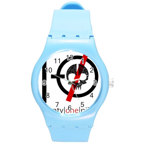 Twenty One Pilots Skull Round Plastic Sport Watch (M) from ArtsNow.com Front