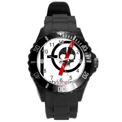 Twenty One Pilots Skull Round Plastic Sport Watch (L) from ArtsNow.com Front