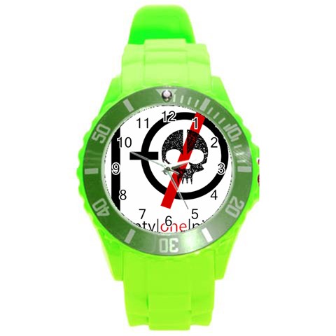 Twenty One Pilots Skull Round Plastic Sport Watch (L) from ArtsNow.com Front