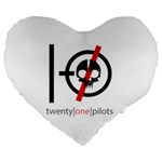 Twenty One Pilots Skull Large 19  Premium Heart Shape Cushion