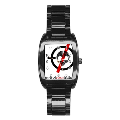 Twenty One Pilots Skull Stainless Steel Barrel Watch from ArtsNow.com Front