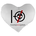 Twenty One Pilots Skull Large 19  Premium Flano Heart Shape Cushion