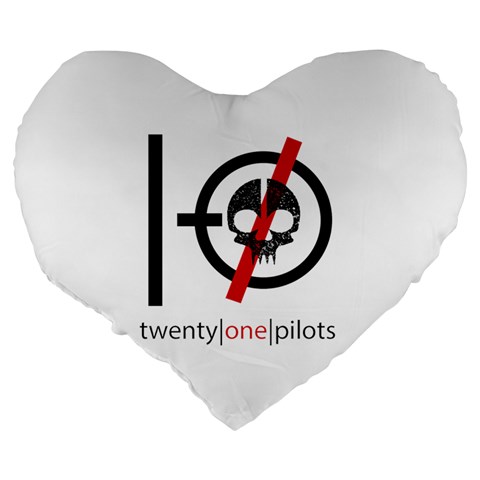 Twenty One Pilots Skull Large 19  Premium Flano Heart Shape Cushion from ArtsNow.com Back