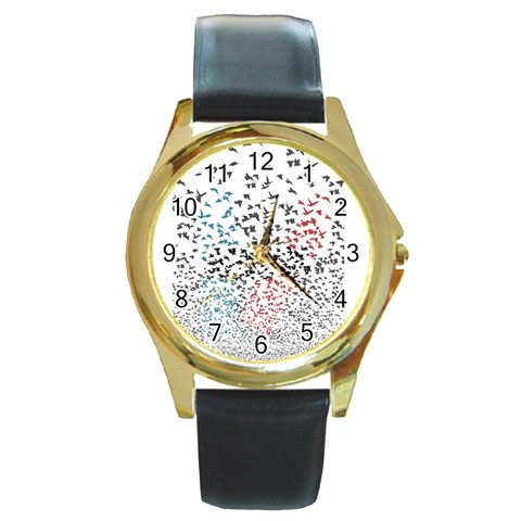 Twenty One Pilots Birds Round Gold Metal Watch from ArtsNow.com Front