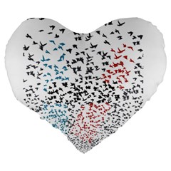 Twenty One Pilots Birds Large 19  Premium Flano Heart Shape Cushion from ArtsNow.com Back